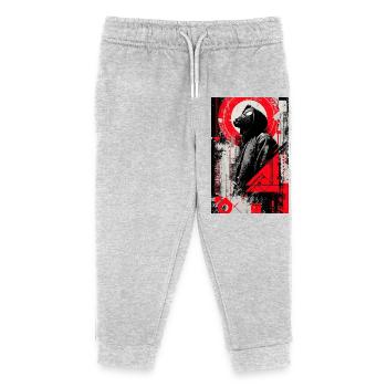 Geometry Style Gas Mask - Kids Organic Sweatpants by Stanley/Stella - heather grey - Front