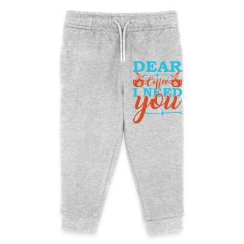 Coffee I need you now - Kids Organic Sweatpants by Stanley/Stella - heather grey - Front