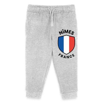Nimes France Shield Design - Kids Organic Sweatpants by Stanley/Stella - heather grey - Front