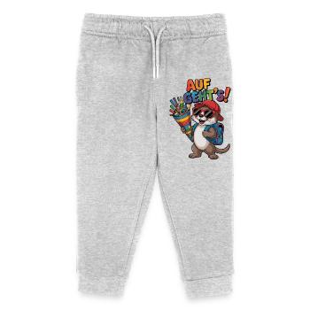 Loutre pour l’inscription scolaire - motif pour les tireurs ABC - Pantalon de jogging enfant bio Stanley/Stella - gris chiné - Devant