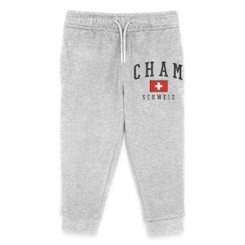 Cham Schweiz Flaggenstil - Kinder Organic Jogginghose Mini Mover von Stanley/Stella - Grau meliert - Vorne