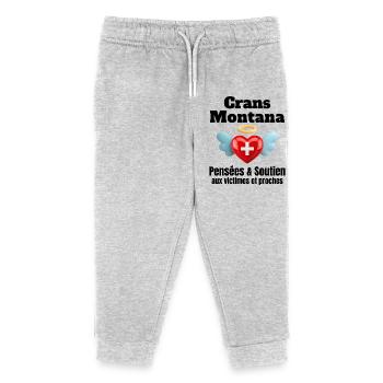 Switzerland, I am Swiss, Crans-Montana - Kids Organic Sweatpants by Stanley/Stella - heather grey - Front