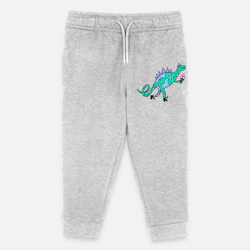 Rollerskates_Dino - Kinder Organic Jogginghose Mini Mover von Stanley/Stella - Grau meliert