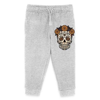 Vibrantes DiaMuertos-Motiv - Kinder Organic Jogginghose Mini Mover von Stanley/Stella - Grau meliert - Vorne