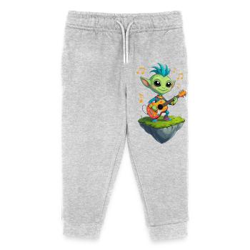 Green Goblin with Guitar - Kids Organic Sweatpants by Stanley/Stella - heather grey - Front