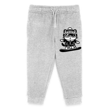 Snowboard Cat - Kids Organic Sweatpants by Stanley/Stella - heather grey - Front