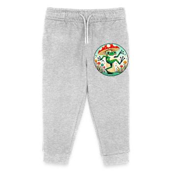 Mushroom Frog Whimsy Circle - Kids Organic Sweatpants by Stanley/Stella - heather grey - Front