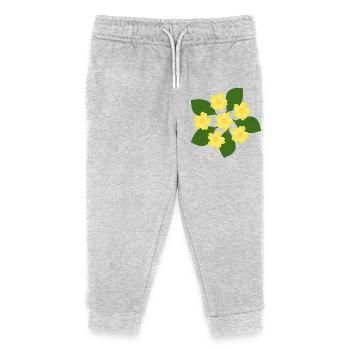 Februar Geburtstag Blüte Primeln Geburtstagsblume - Kinder Organic Jogginghose Mini Mover von Stanley/Stella - Grau meliert - Vorne