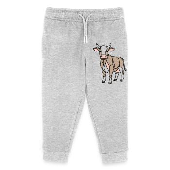 Geometric Cow Low Poly Modern - Kids Organic Sweatpants by Stanley/Stella - heather grey - Front