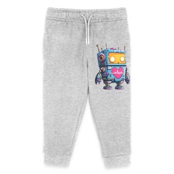 Herzroboter Neon Herz Beat - Kinder Organic Jogginghose Mini Mover von Stanley/Stella - Grau meliert - Vorne