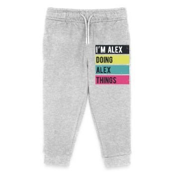 I’m Alex Doing Alex Things Retro Colors - Kids Organic Sweatpants by Stanley/Stella - heather grey - Front