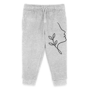 Face linéaire avec feuillage - Pantalon de jogging enfant bio Stanley/Stella - gris chiné - Devant