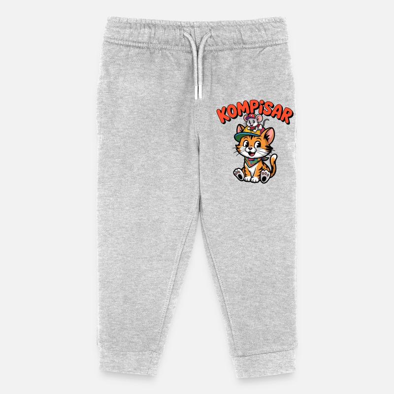 Amici e Amici per Sempre – Gatto e Topo Carini - Pantaloni sport bambino bio di Stanley/Stella - grigio melange