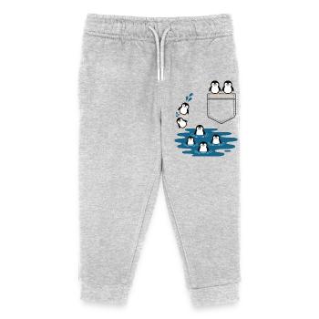 Penguin Jump Into The Water Pocket Design - Kids Organic Sweatpants by Stanley/Stella - heather grey - Front