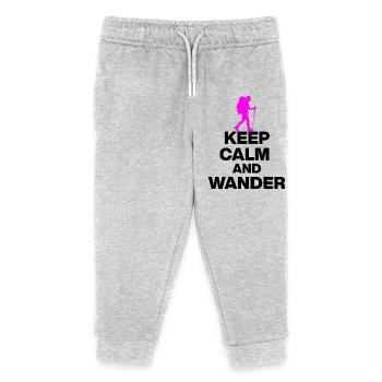 KEEP CALM AND WANDER!, HIKEING LAUFEN TRAIL PINK s - Kinder Organic Jogginghose Mini Mover von Stanley/Stella - Grau meliert - Vorne
