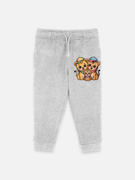 Süße Löwe Tiger Leopard Freunde - Kinder Organic Jogginghose Mini Mover von Stanley/Stella - Grau meliert