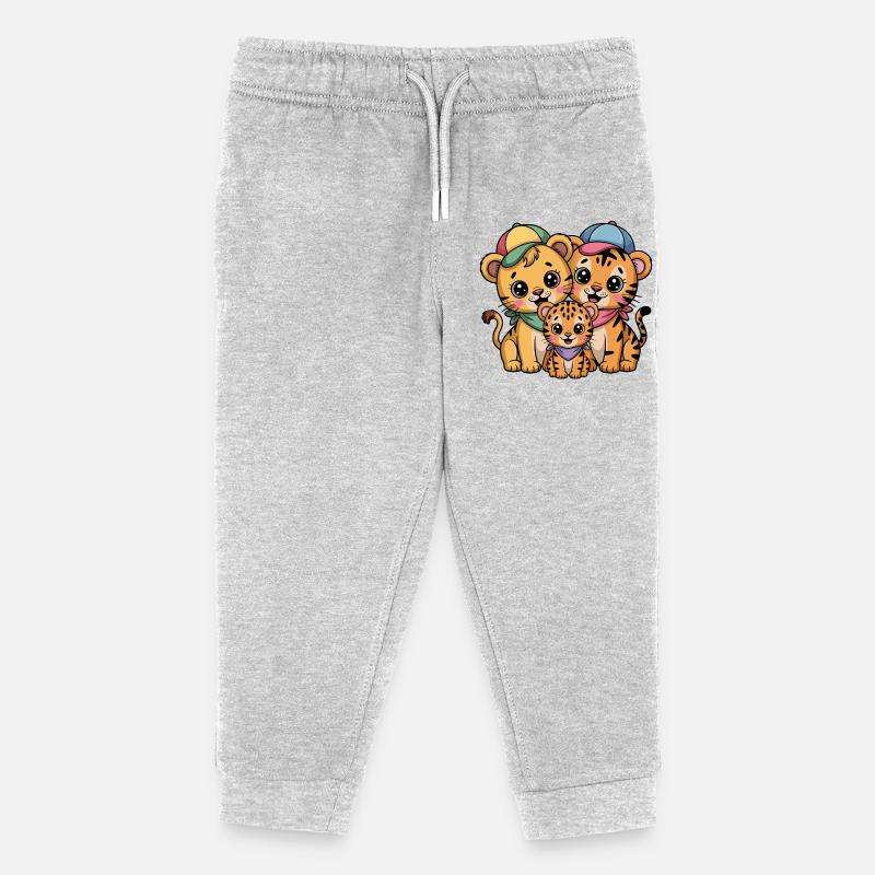 Amis Lion Tigre Léopard mignons - Pantalon de jogging enfant bio Stanley/Stella - gris chiné
