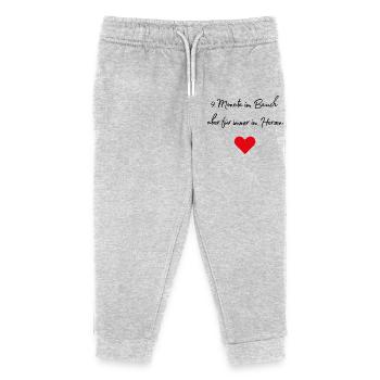 9 Monate im Bauch aber für immer im Herzen, Geburt - Kinder Organic Jogginghose Mini Mover von Stanley/Stella - Grau meliert - Vorne