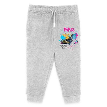 Paris Frankreich Stadt Skyline Eiffelturm Graffiti - Kinder Organic Jogginghose Mini Mover von Stanley/Stella - Grau meliert - Vorne