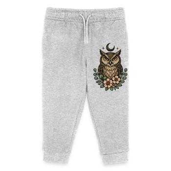 Moonlit Night Owl Forest - Kids Organic Sweatpants by Stanley/Stella - heather grey - Front