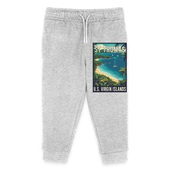 Art de voyage vintage tropical St. Thomas - Pantalon de jogging enfant bio Stanley/Stella - gris chiné - Devant