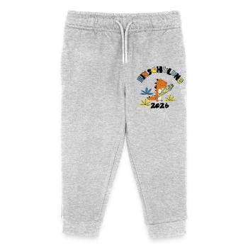 Einschulung 2026 - Dino mit Schultüte - Kinder Organic Jogginghose Mini Mover von Stanley/Stella - Grau meliert - Vorne