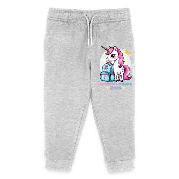 Einhorn Einschulung 2026 Zauberhafter Start - Kinder Organic Jogginghose Mini Mover von Stanley/Stella - Grau meliert - Vorne
