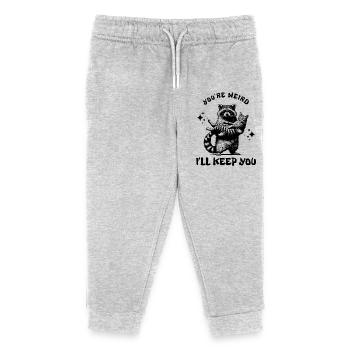 Raccoon Cat Feralcore Saying Meme - Kids Organic Sweatpants by Stanley/Stella - heather grey - Front