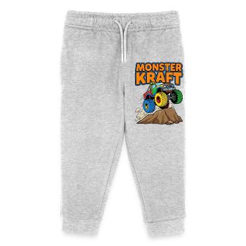 Monster Power Truck Adventure - Kids Organic Sweatpants by Stanley/Stella - heather grey - Front