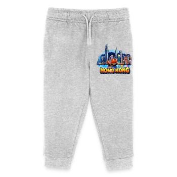 Hong Kong Skyline - Kids Organic Sweatpants by Stanley/Stella - heather grey - Front
