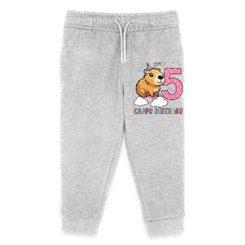 5. Geburtstag Niedliches Capybara Cappy Birthday - Kinder Organic Jogginghose Mini Mover von Stanley/Stella - Grau meliert - Vorne