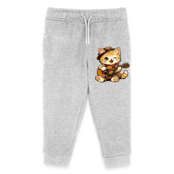 chat_guitare - Kids Organic Sweatpants by Stanley/Stella - heather grey - Front