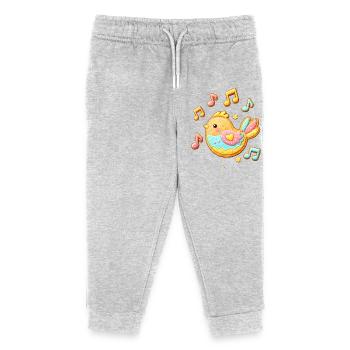 Niedlicher Vogel als dekorierter Keks Illustration - Kinder Organic Jogginghose Mini Mover von Stanley/Stella - Grau meliert - Vorne