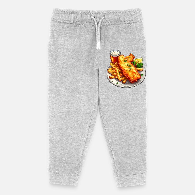 Fish and Chips - Kinder Organic Jogginghose Mini Mover von Stanley/Stella - Grau meliert