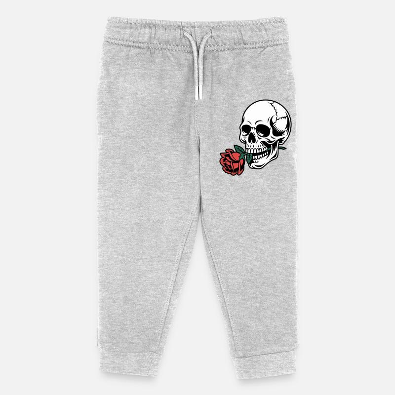 Crâne Rockabilly – Rose Statement Gothic Love - Pantalon de jogging enfant bio Stanley/Stella - gris chiné