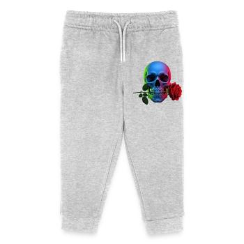 Crâne au néon avec un motif gothique rose - Pantalon de jogging enfant bio Stanley/Stella - gris chiné - Devant