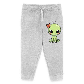 Alien Ausserirdischer - Kinder Organic Jogginghose Mini Mover von Stanley/Stella - Grau meliert - Vorne