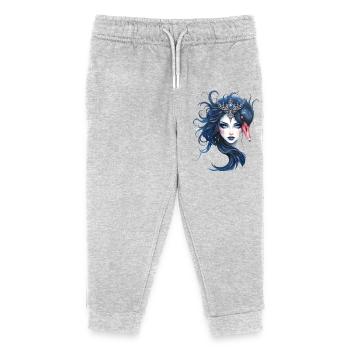 Blue Queen with Swan - Kids Organic Sweatpants by Stanley/Stella - heather grey - Front