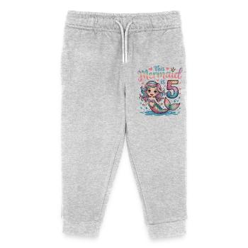 Mermaid 5th Birthday 5 Years - Kids Organic Sweatpants by Stanley/Stella - heather grey - Front