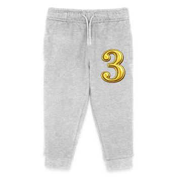 Goldene Ziffer Drei Ornament - Kinder Organic Jogginghose Mini Mover von Stanley/Stella - Grau meliert - Vorne