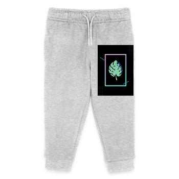 Monstera Neon Frame - Kinder Organic Jogginghose Mini Mover von Stanley/Stella - Grau meliert - Vorne