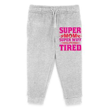 Super-Mama Super-Ehefrau Super-müdes lustiges Hemd - Kinder Organic Jogginghose Mini Mover von Stanley/Stella - Grau meliert - Vorne