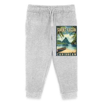 Experience Saint Lucia Caribbean Tropical Paradise - Kids Organic Sweatpants by Stanley/Stella - heather grey - Front