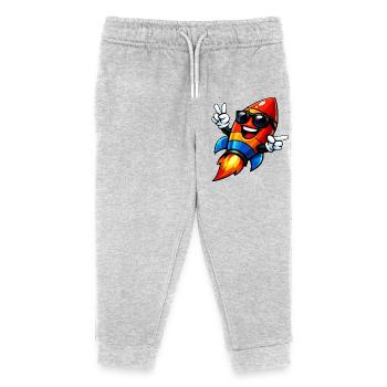 Fröhliche Rocket mit Sonnenbrille - Kinder Organic Jogginghose Mini Mover von Stanley/Stella - Grau meliert - Vorne