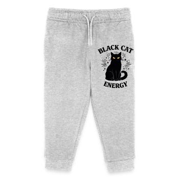 Black Cat Energy - Kids Organic Sweatpants by Stanley/Stella - heather grey - Front