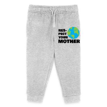 Respect Your Mother Earth Globe Eco Awareness Art - Kinder Organic Jogginghose Mini Mover von Stanley/Stella - Grau meliert - Vorne