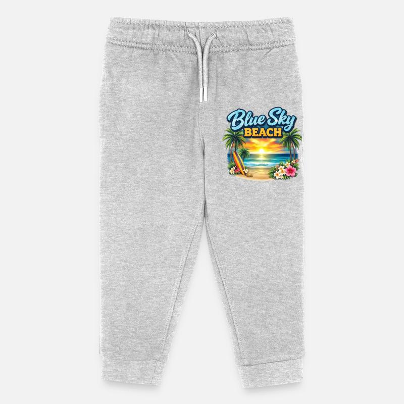 Coucher de soleil sur la plage du ciel bleu - Pantalon de jogging enfant bio Stanley/Stella - gris chiné