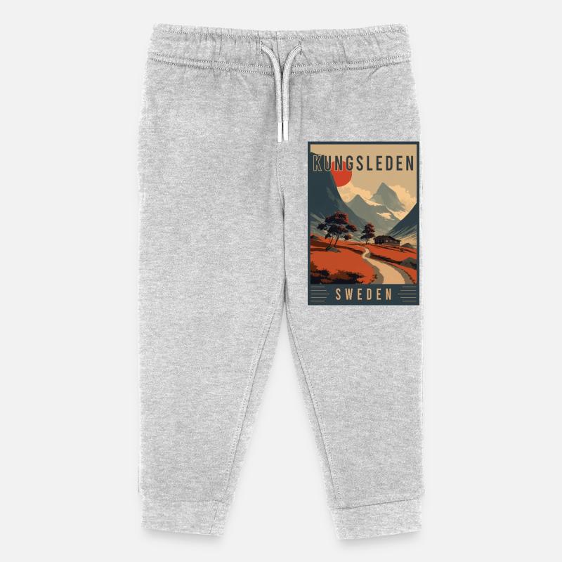 Explorez les sentiers de randonnée du Kungsleden en Suède - Pantalon de jogging enfant bio Stanley/Stella - gris chiné