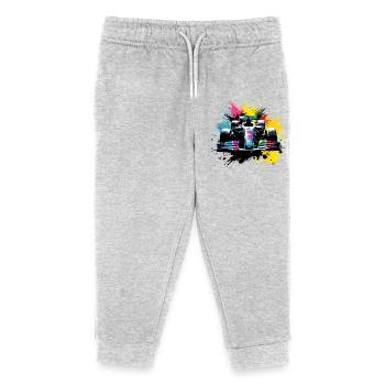 Racing Car Colorful Splash Art Race Driver - Kids Organic Sweatpants by Stanley/Stella - heather grey - Front