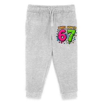 7. Geburtstag Kinder 67 Meme Humor Geschenkidee - Kinder Organic Jogginghose Mini Mover von Stanley/Stella - Grau meliert - Vorne